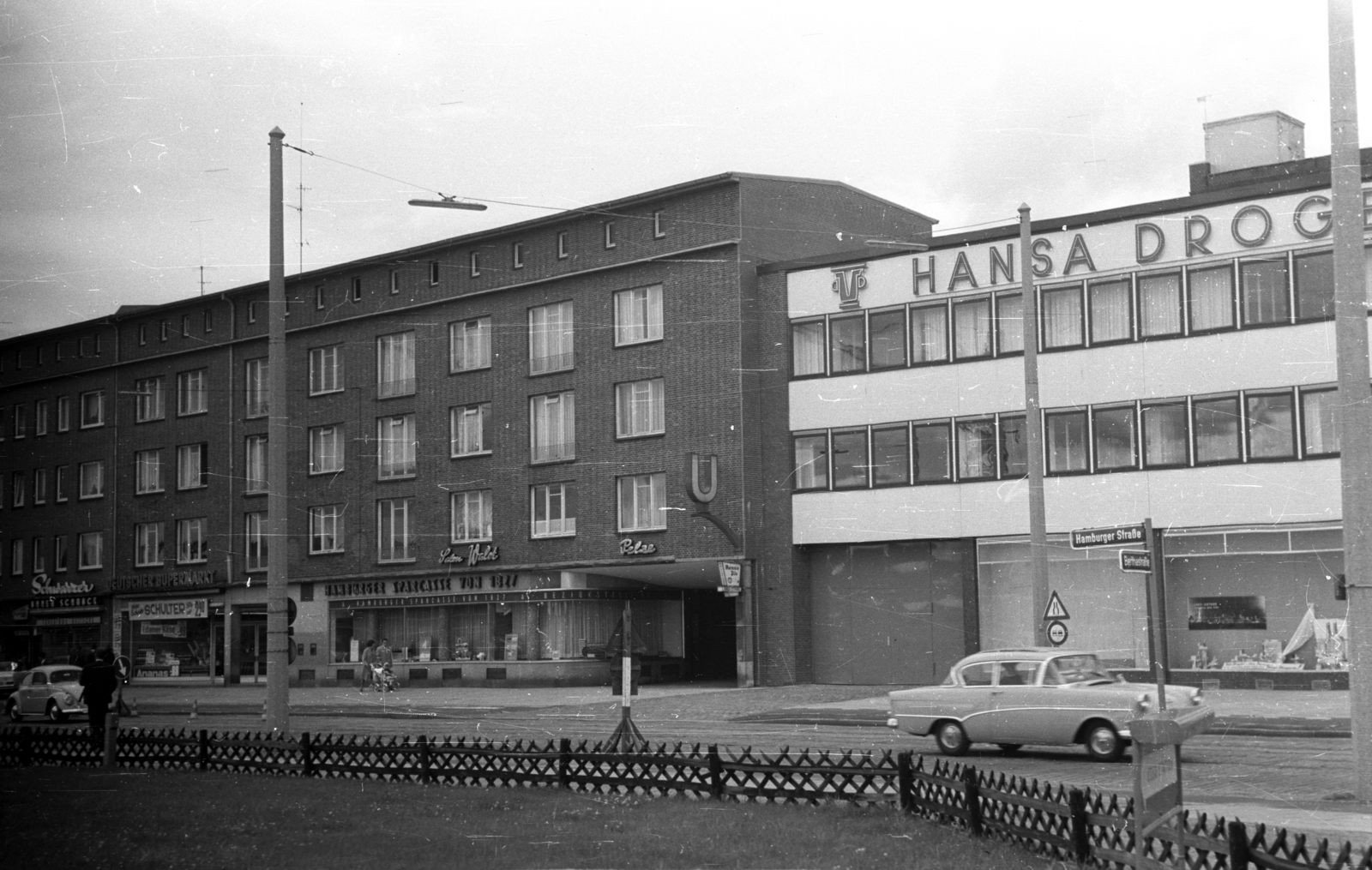 Germany, Hamburg, a Hamburger Strasse a Berthastrasse torkolatából nézve., 1965, Romák Éva, Opel-brand, FRG, Fortepan #74340