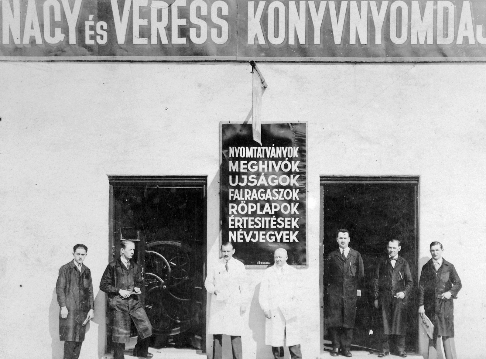 Hungary, Budapest XX., Szent Erzsébet tér 14., 1929, Fortepan, Budapest, printer, overall, label, Fortepan #7493