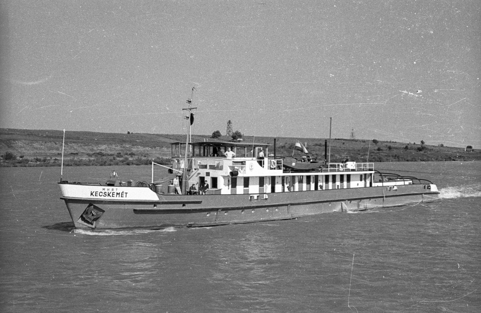 1960, Drobni Nándor, Droppa Kálmán, ship, river, water surface, shore, Kecskemét ship, Fortepan #75101