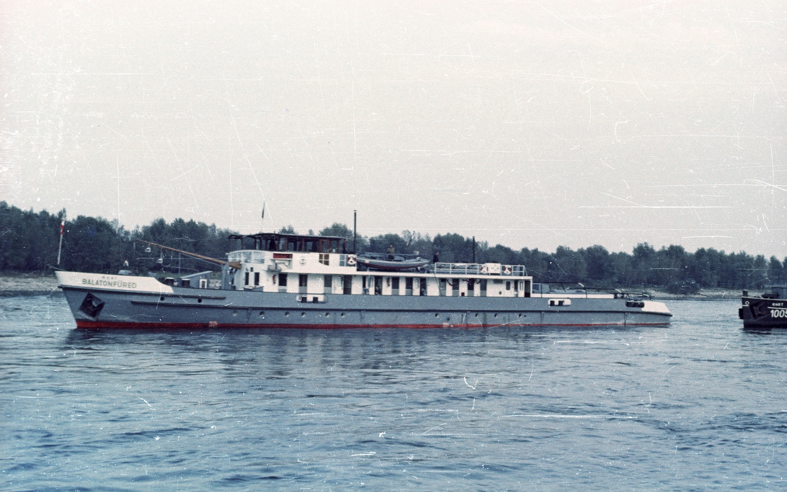 1961, Drobni Nándor, Droppa Kálmán, ship, colorful, river, water surface, shore, Balatonfüred ship, Fortepan #75110