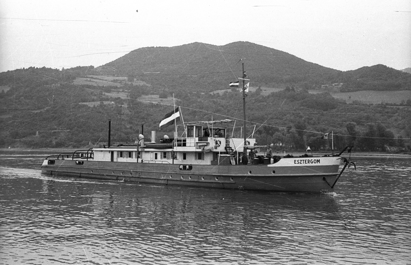 Romania,Serbia, Orșova, Esztergom vontatóhajó., 1962, Drobni Nándor, Droppa Kálmán, ship, Esztergom/S. III. ship, Fortepan #75152