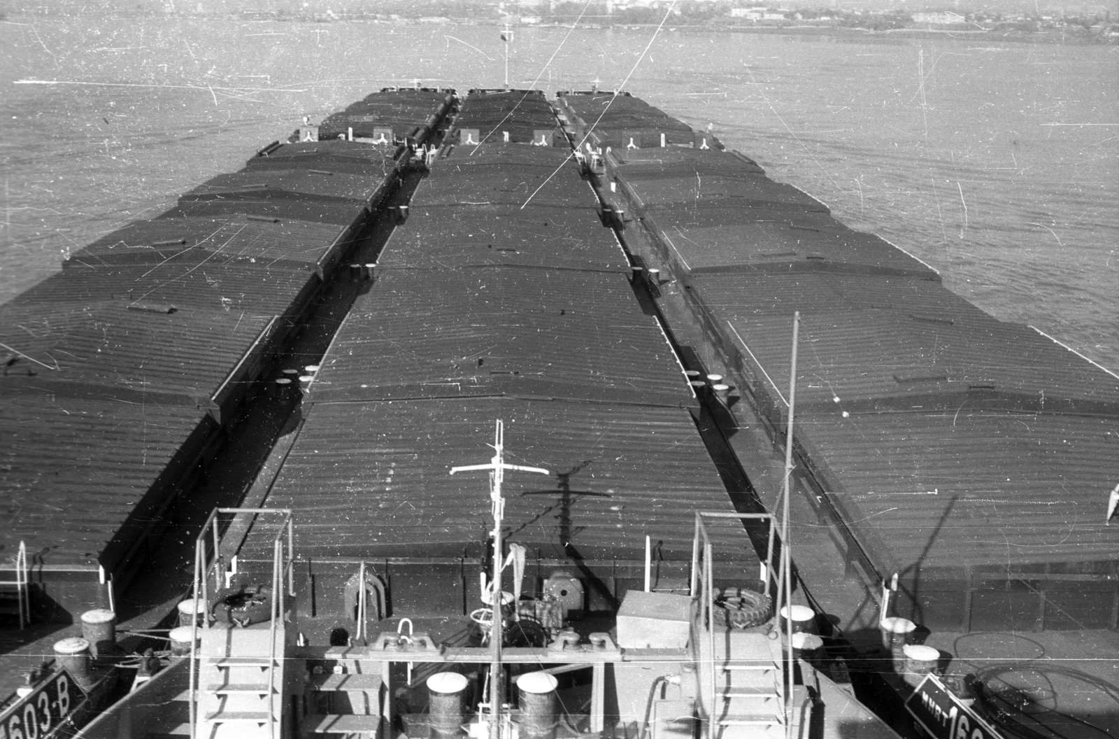 Miskolc tolóhajó uszályokkal., 1967, Drobni Nándor, Droppa Kálmán, barge, Miskolc ship, pusher, Fortepan #75298