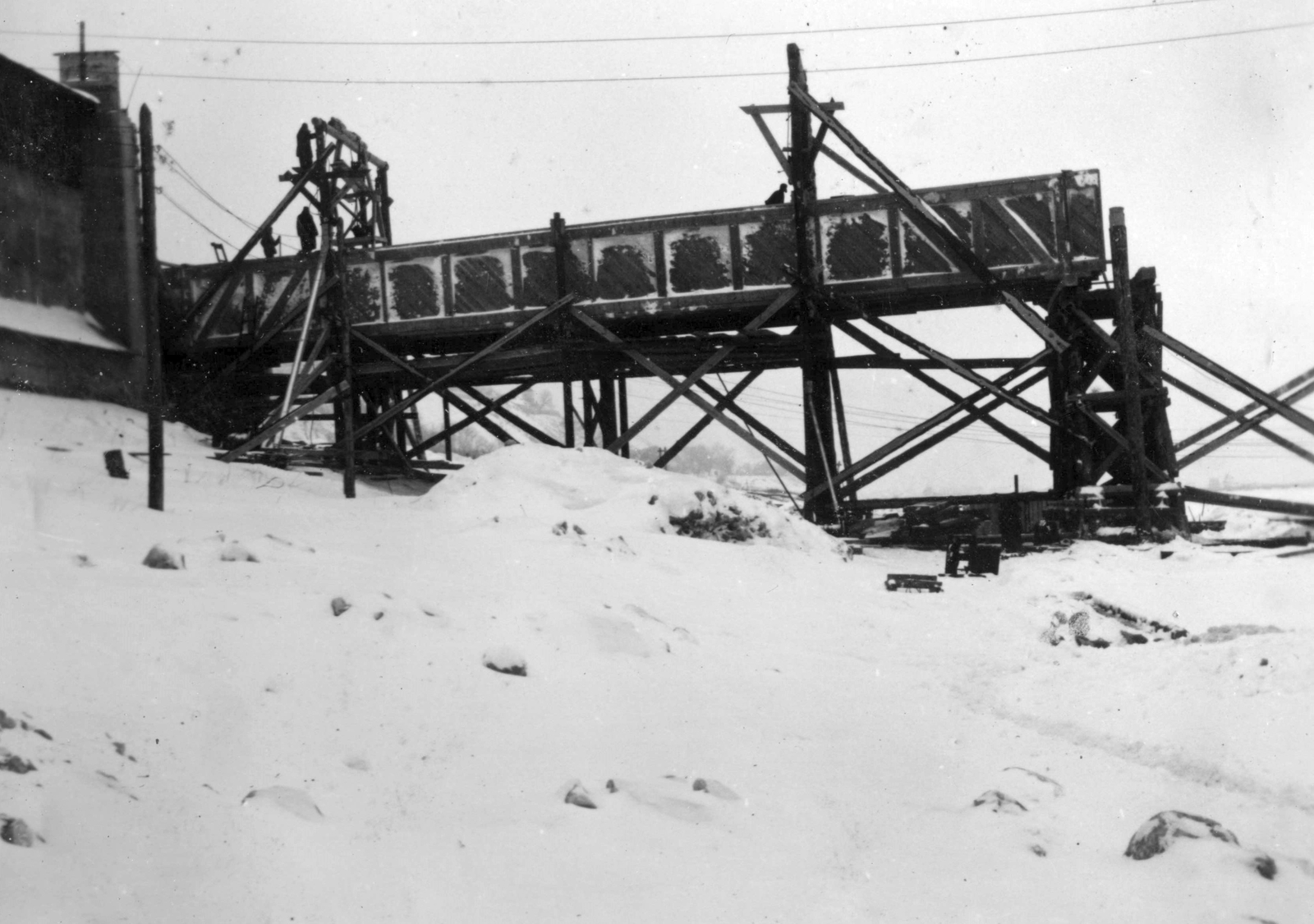 Ukraine, Kyiv, a Paton (ekkor Reichenau) híd építése a Dnyeper folyón., 1942, Teller Ferenc, Jankovich Ignác, second World War, bridge building, Fortepan #75464