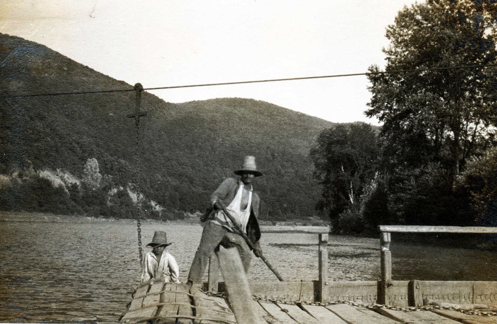 Romania,Transylvania, komp a Szamos folyón Szamoscikó és Kelence között., 1930, Péchy László, ferry, Fortepan #75822