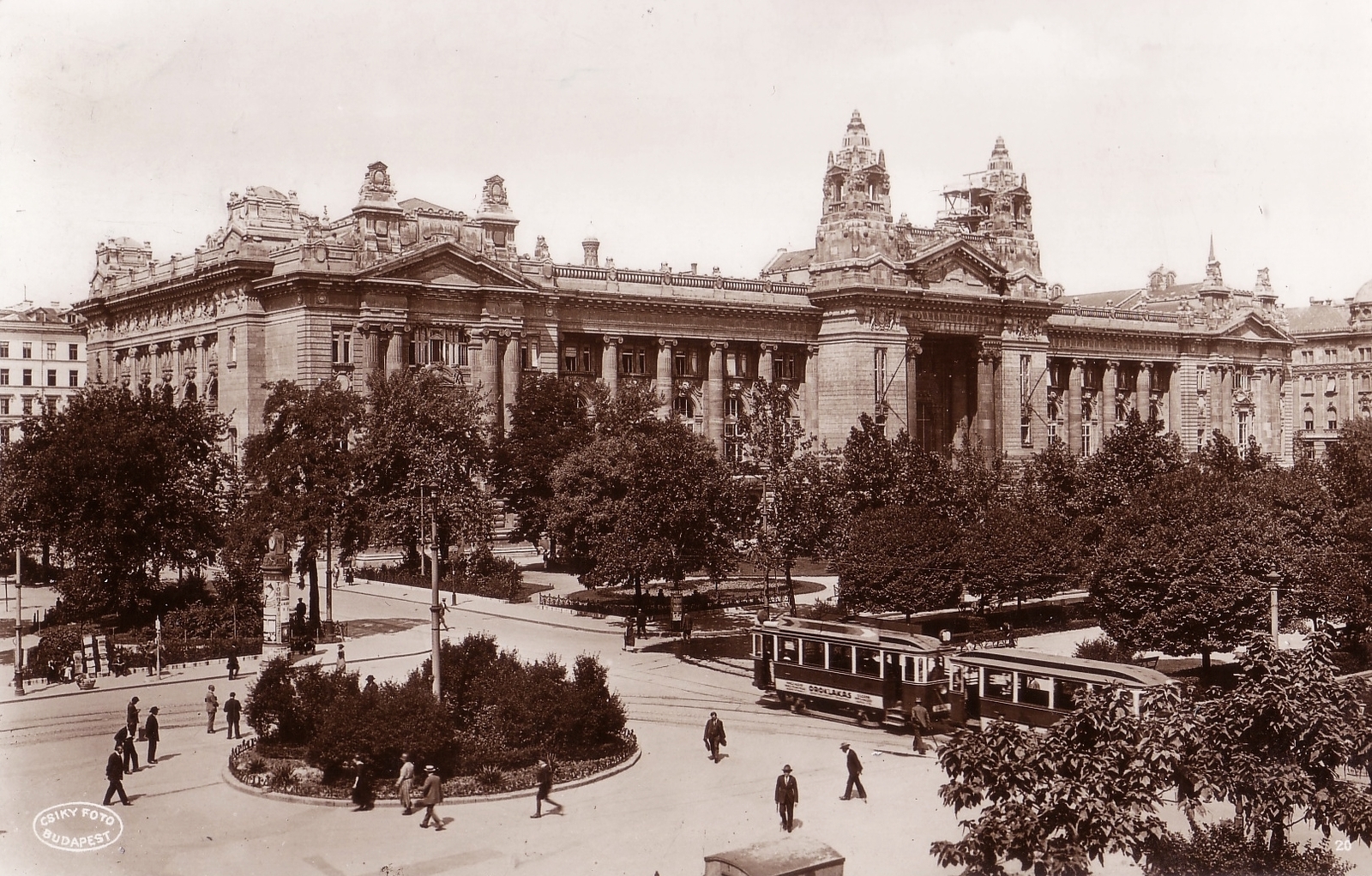 Hungary, Budapest V., Szabadság tér, Tőzsdepalota., 1923, Fortepan, tram, Ignác Alpár-design, Budapest, Fortepan #76060