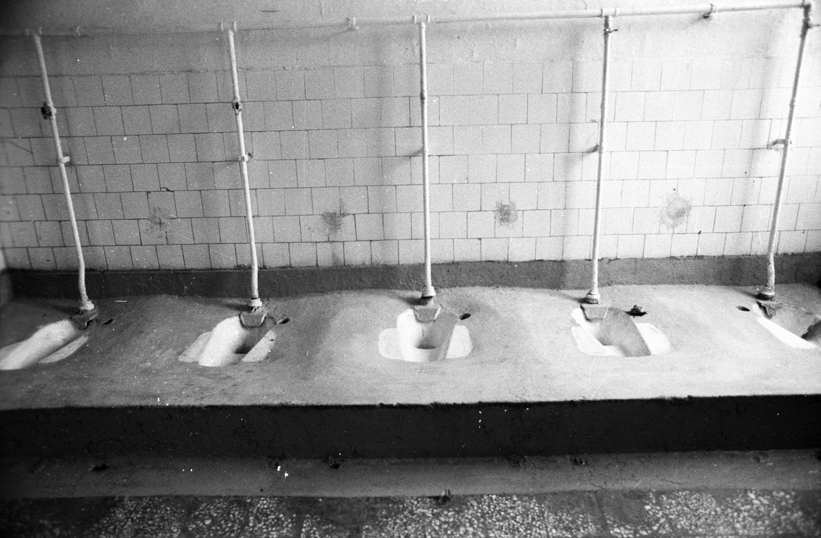 Hungary, Veszprém, Jutasi úti elhagyott szovjet katonai bázis, 1990, Erdei Katalin, barrack, abandoned building, squat toilet, regime change, Fortepan #76170