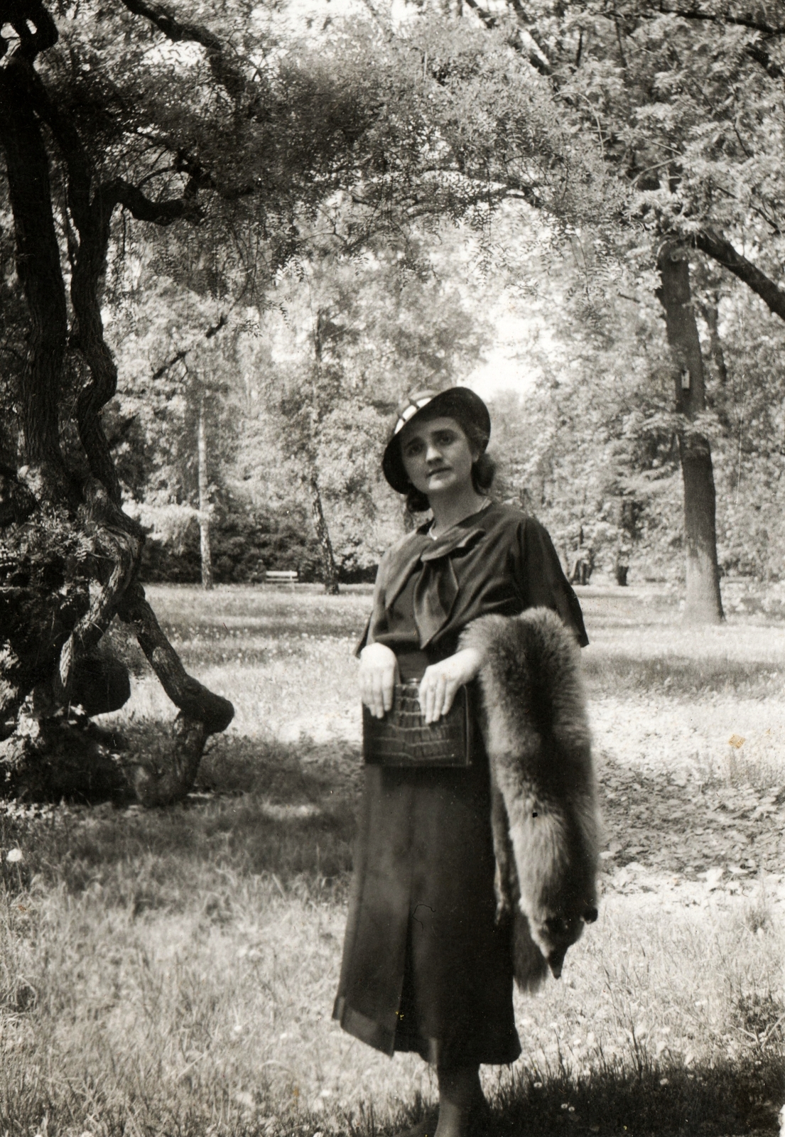 1935, PRL, handbag, fur, Fortepan #76188