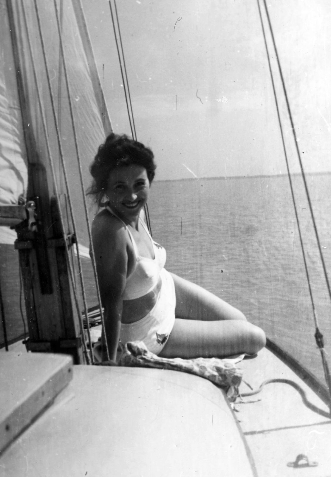 1949, Vojnich Pál, sailboat, smile, lady, Fortepan #76373