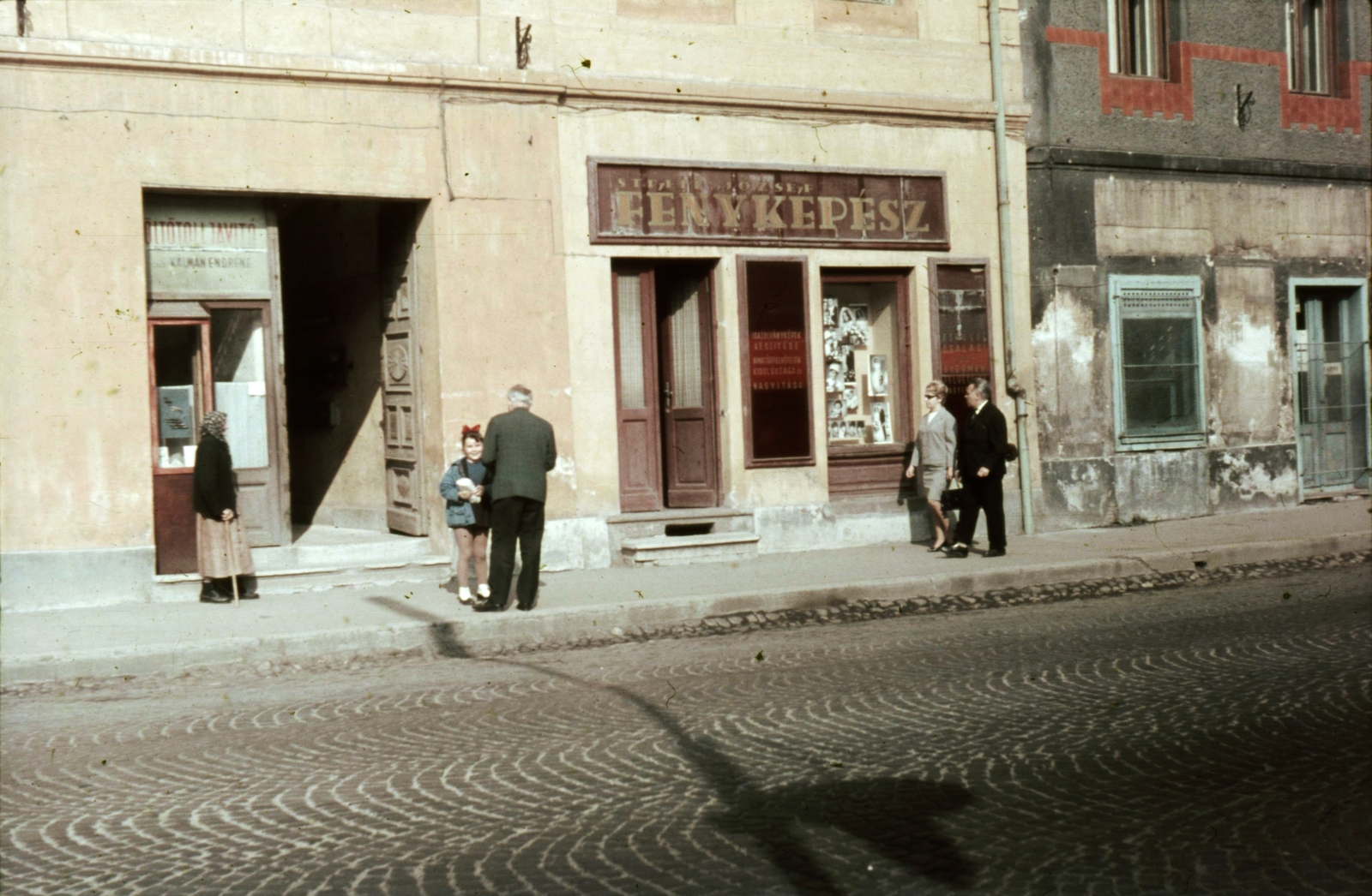 Hungary, Veszprém, Kossuth Lajos utca., 1966, Herth Viktória dr, Bodó Emma, colorful, street view, photographer, pylon, Fortepan #76526
