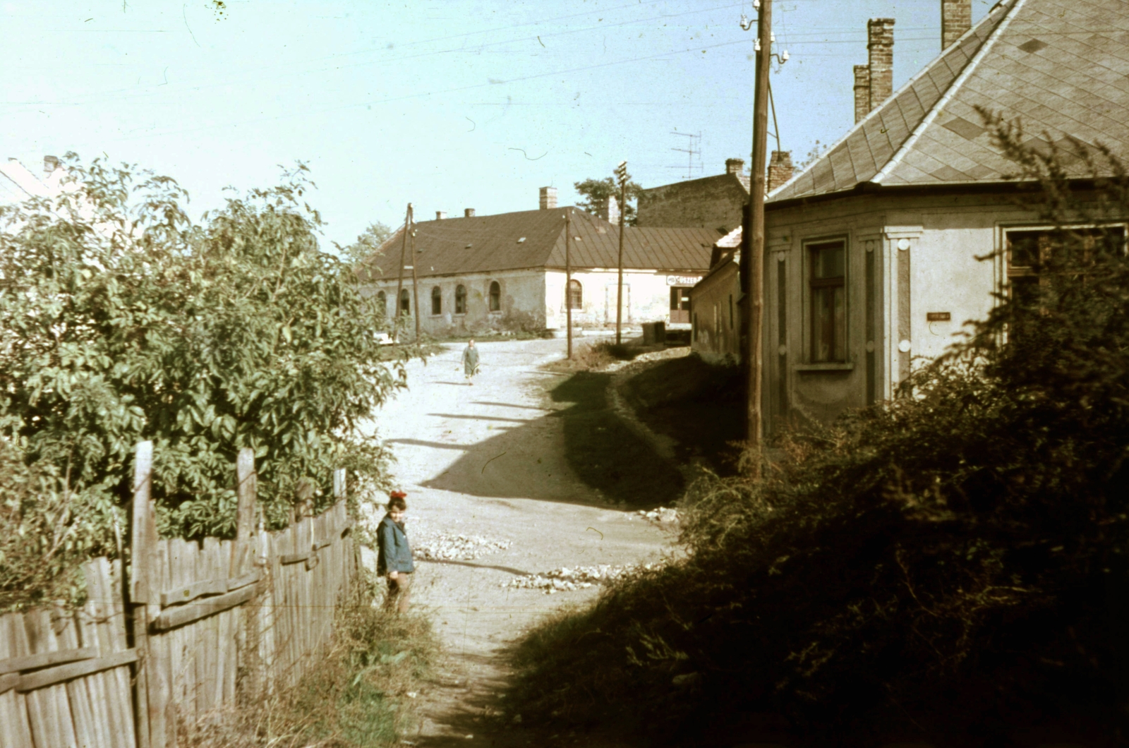 Hungary, Veszprém, a Cserhát utca és a Csaplár János utca mára elbontott házai a Galamb (Táborállás) utcaból nézve., 1968, Herth Viktória dr, Bodó Emma, colorful, Fortepan #76541