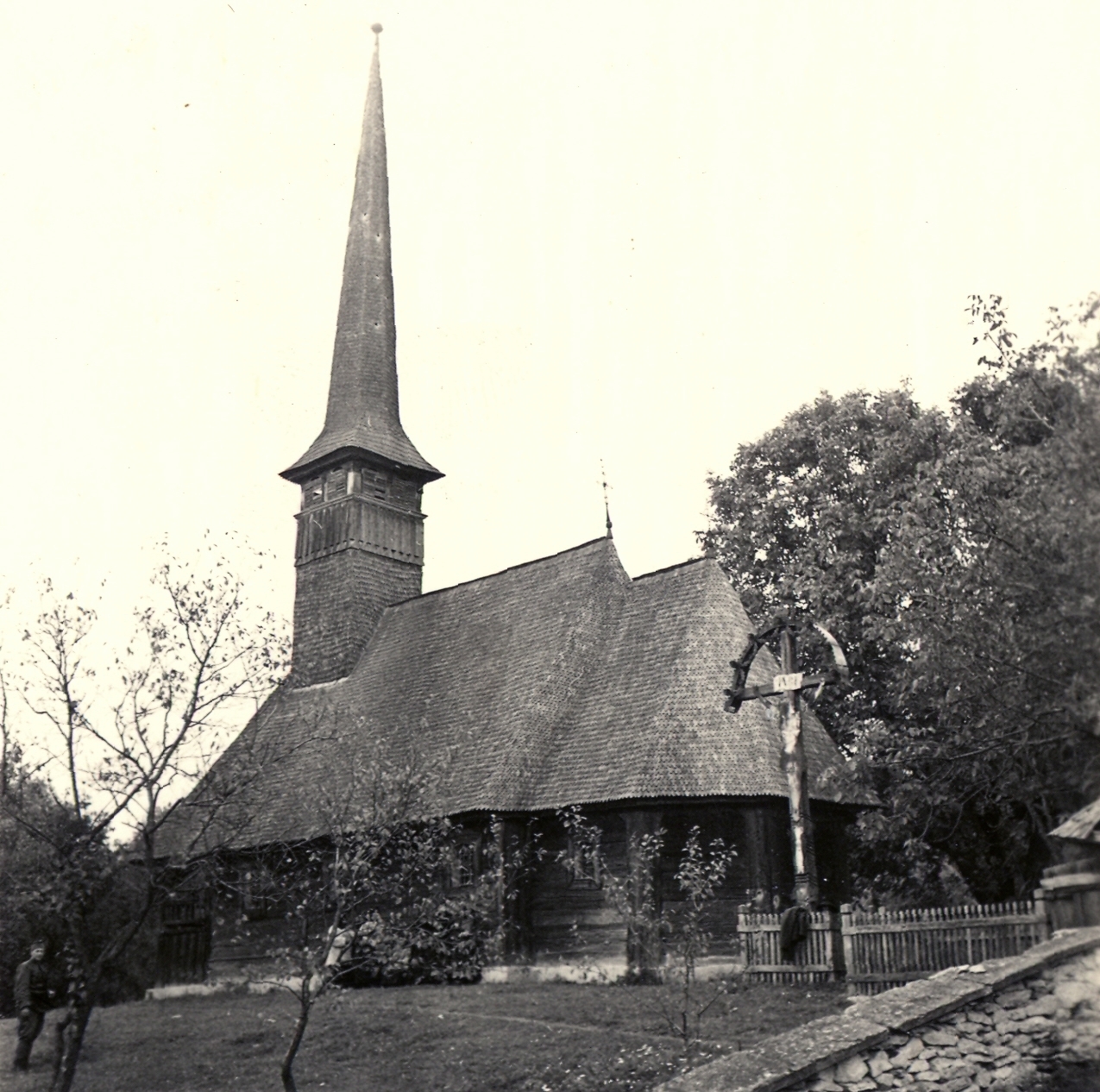 Románia,Erdély, Hosszúrév, görögkatolikus fatemplom., 1940, Klenner Aladár, feszület, fatemplom, görög katolikus, Fortepan #76938