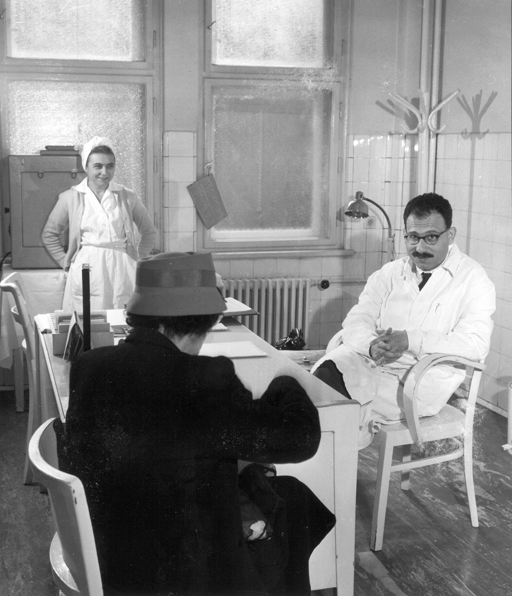 Hungary, Budapest XII., Kútvölgyi úti Központi Állami Kórház (később Észak-Közép-budai Centrum, Új Szent János Kórház és Szakrendelő Kútvölgyi Tömb), rendelő., 1962, Juráncsik Norbert, medical institution, Budapest, Fortepan #77075
