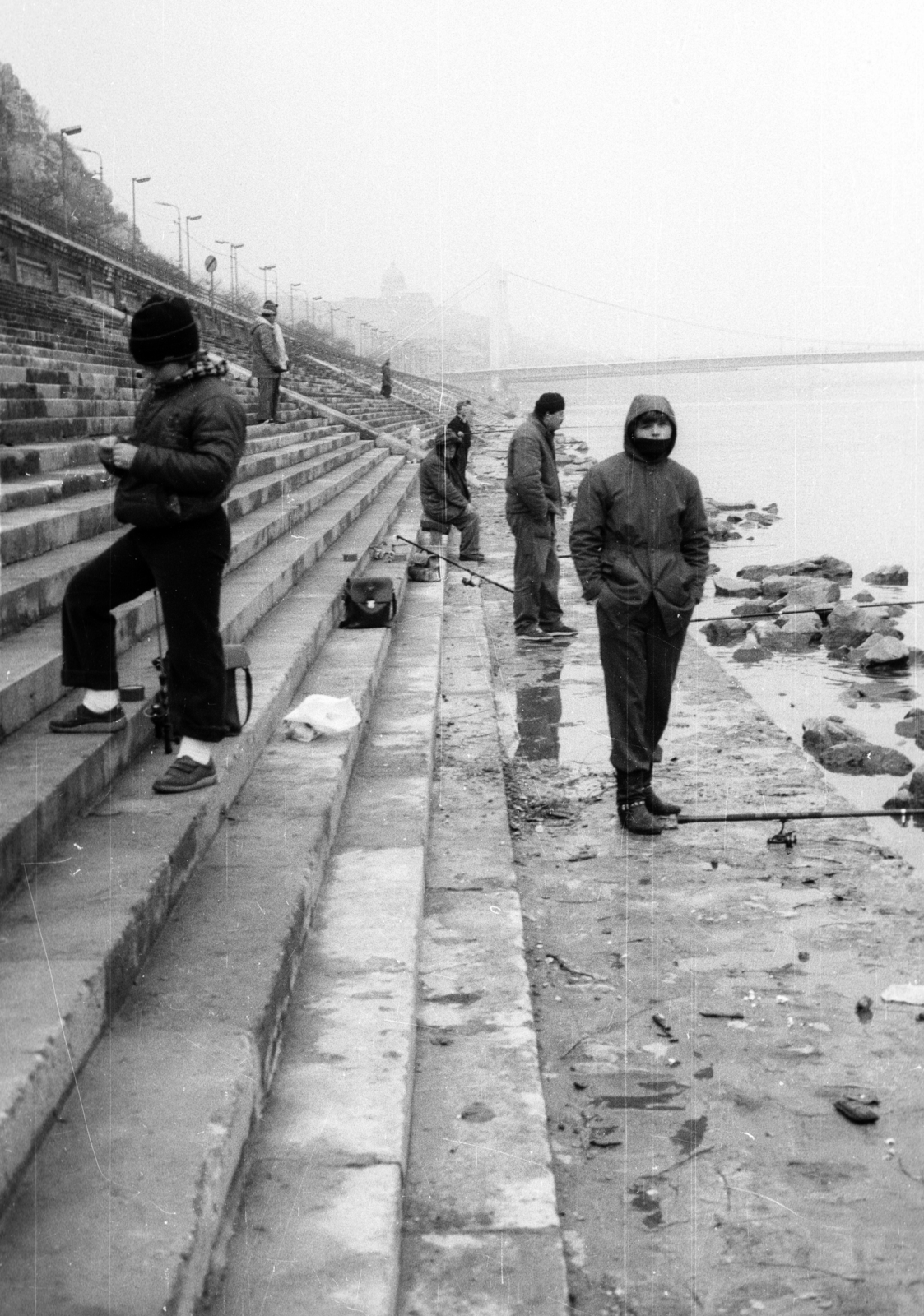 Hungary, Budapest XI., budai alsó rakpart a Szabadság hídtól az Erzsébet híd felé nézve., 1988, tm, Danube, Budapest, Fortepan #77400