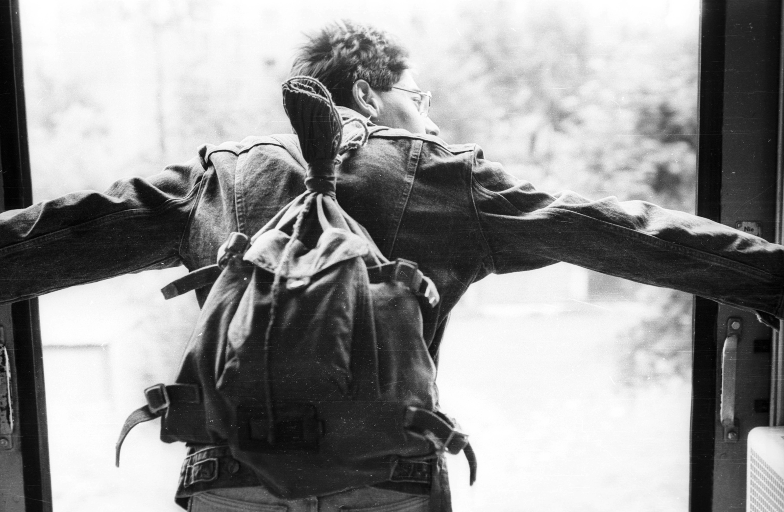 1989, tm, backpack, train, Fortepan #77432