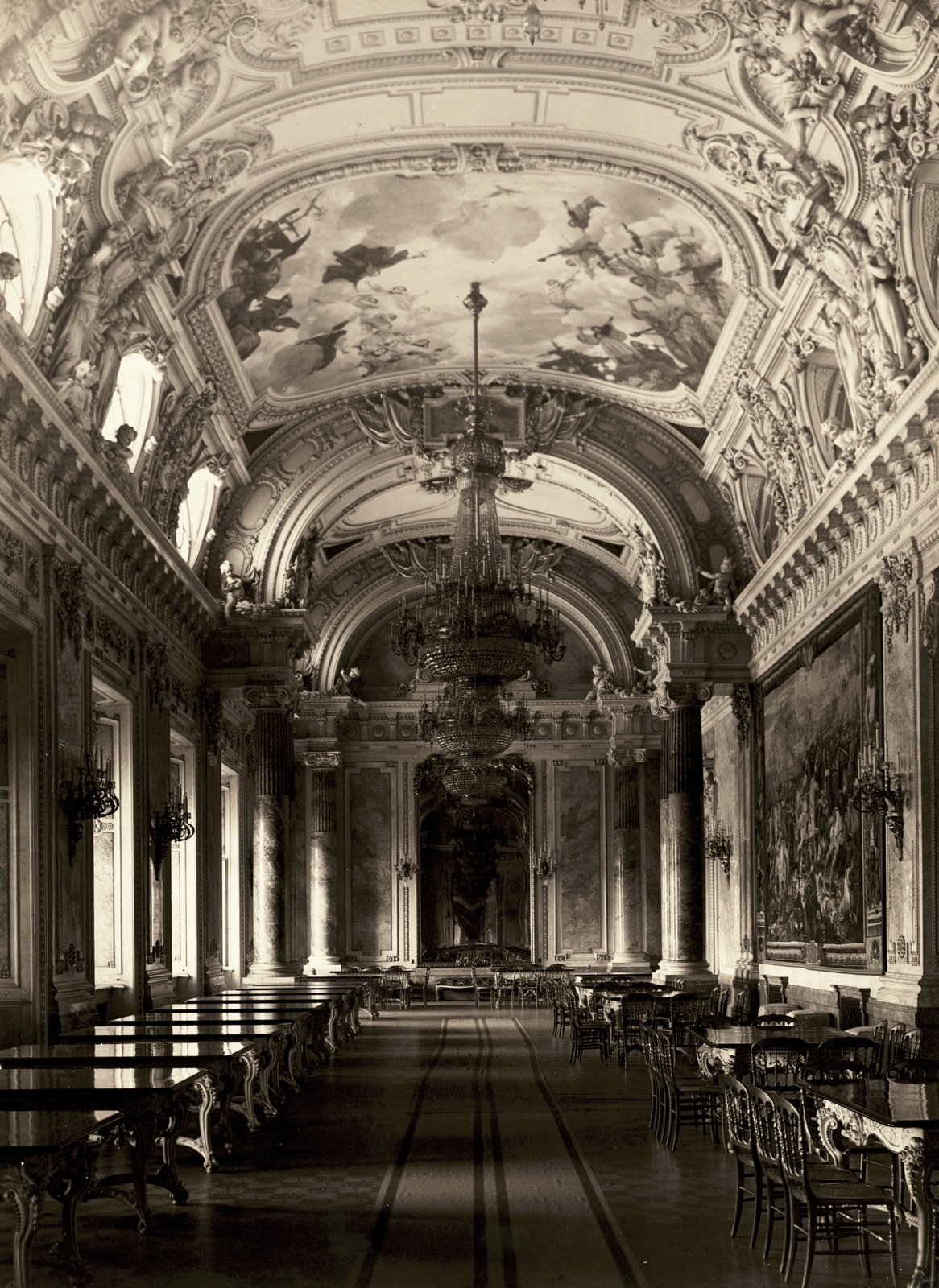 Magyarország, budai Vár, Budapest I., Királyi Palota, "buffet-csarnok"., 1925, Simon Gyula, Hauszmann Alajos-terv, enteriőr, palota, Budapest, Fortepan #77623