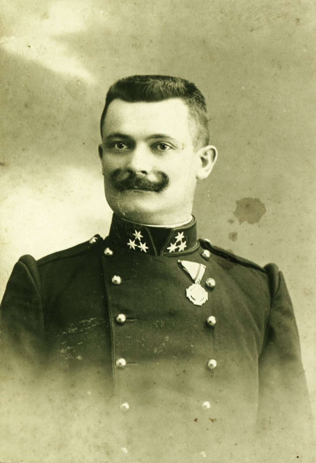 1915, Kiss Katalin, man, soldier, moustache, portrait, medal, Fortepan #77951