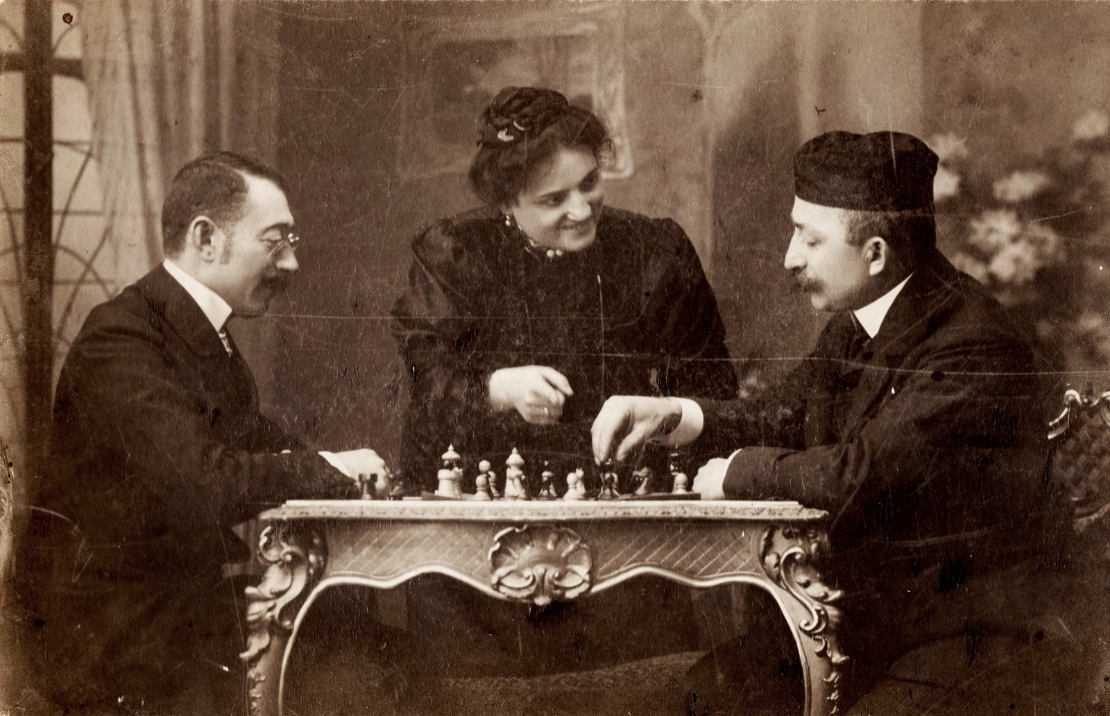 1910, Nagy Beatrix Julianna, csoportkép, sakktábla, Fortepan #78037