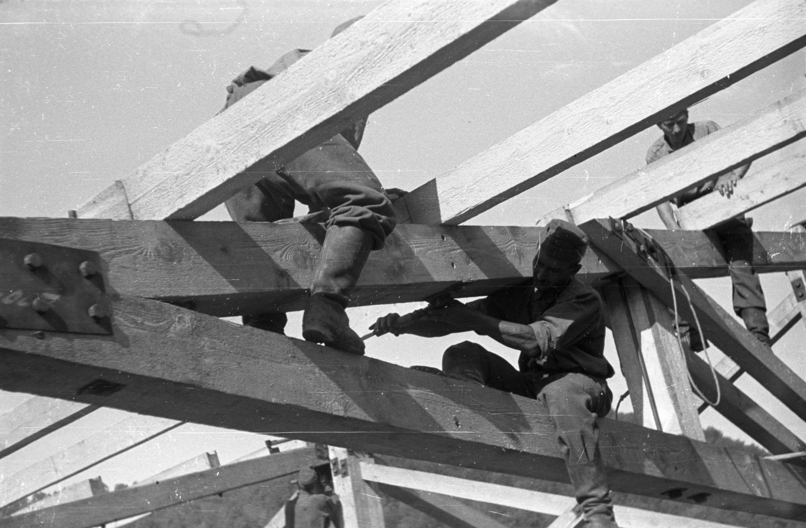 1939, Berkó Pál, construction, soldier, Fortepan #78464