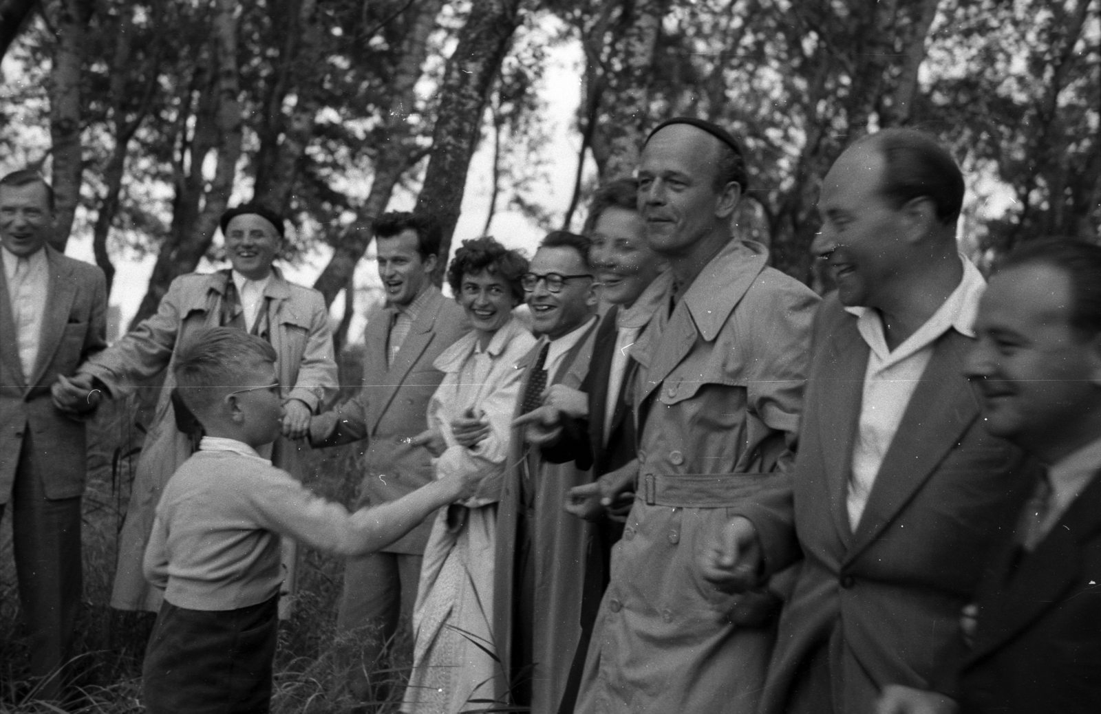 1948, Berkó Pál, kid, companionship, men, women, fun, Fortepan #78604