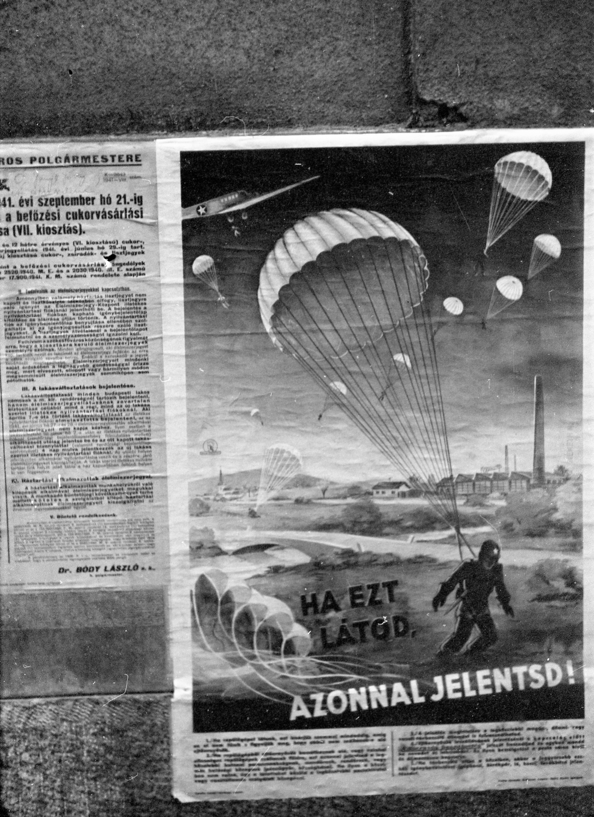 1941, Berkó Pál, poster, military, parachute, Fortepan #79514