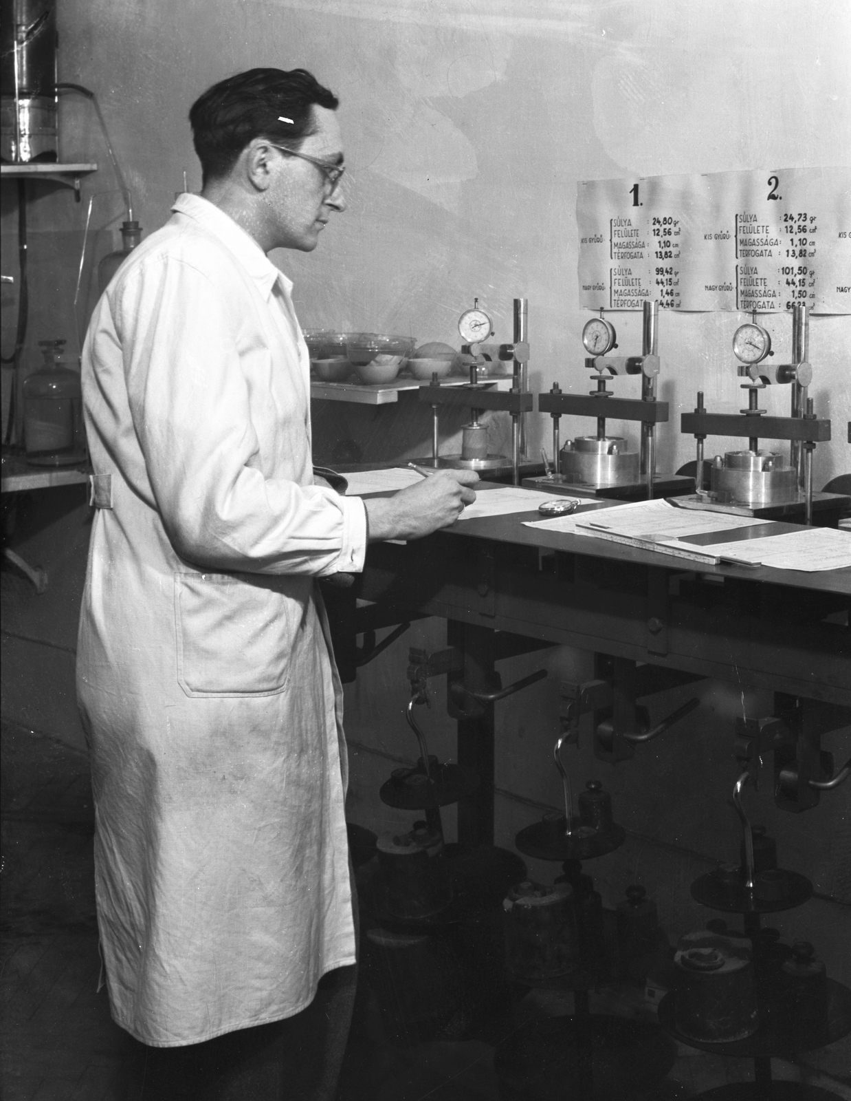 Hungary, 1952, UVATERV, laboratory, measuring scale, meter, Fortepan #79596