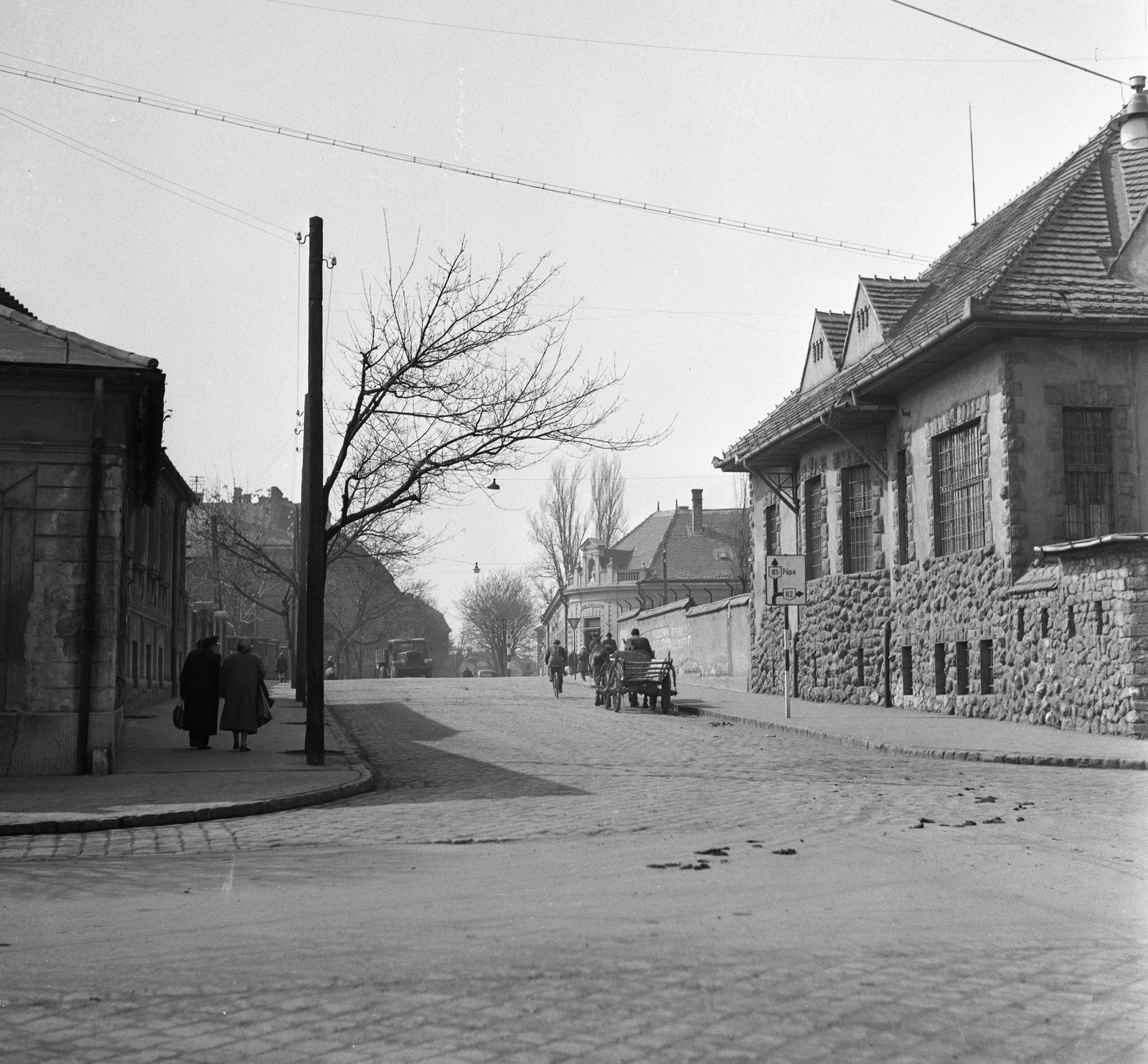 Magyarország, Győr, Bartók Béla út, szemben a Hunyadi utca., 1958, UVATERV, lovaskocsi, Fortepan #79699