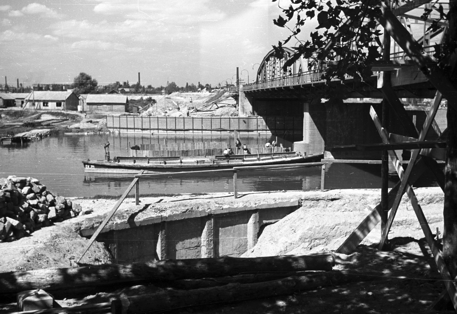 Magyarország, Budapest IX.,Budapest XXI., Ráckevei (Soroksári)-Duna, a Kvassay híd bővítése a csepeli gyorsvasút kiépítésekor., 1950, UVATERV, Budapest, híd, hídépítés, Fortepan #79904