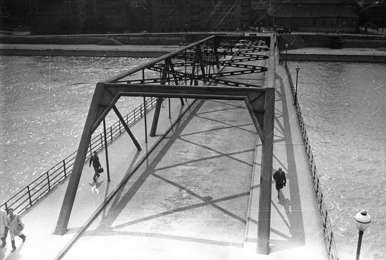 Hungary, Budapest I., Kossuth híd a Bem rakpart felé nézve., 1957, UVATERV, Kossuth-bridge, Budapest, Fortepan #80019