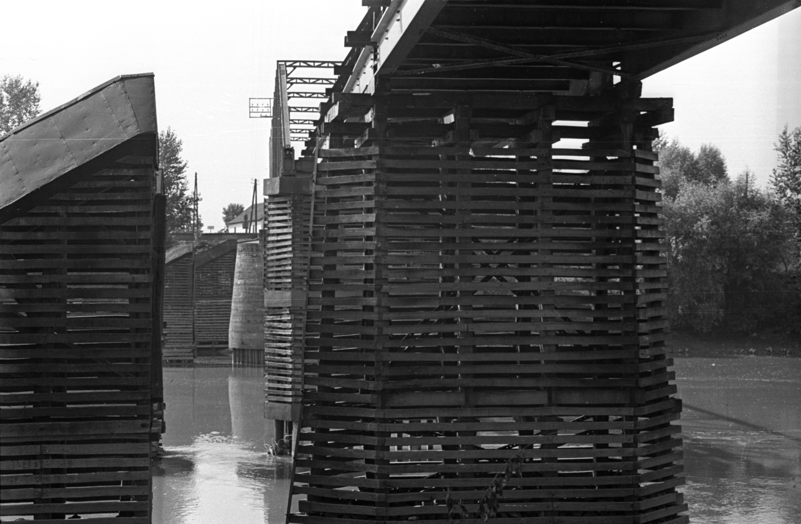 Hungary, Tivadar, a Tisza-híd Kisar felé nézve., 1953, UVATERV, bridge, Fortepan #80022