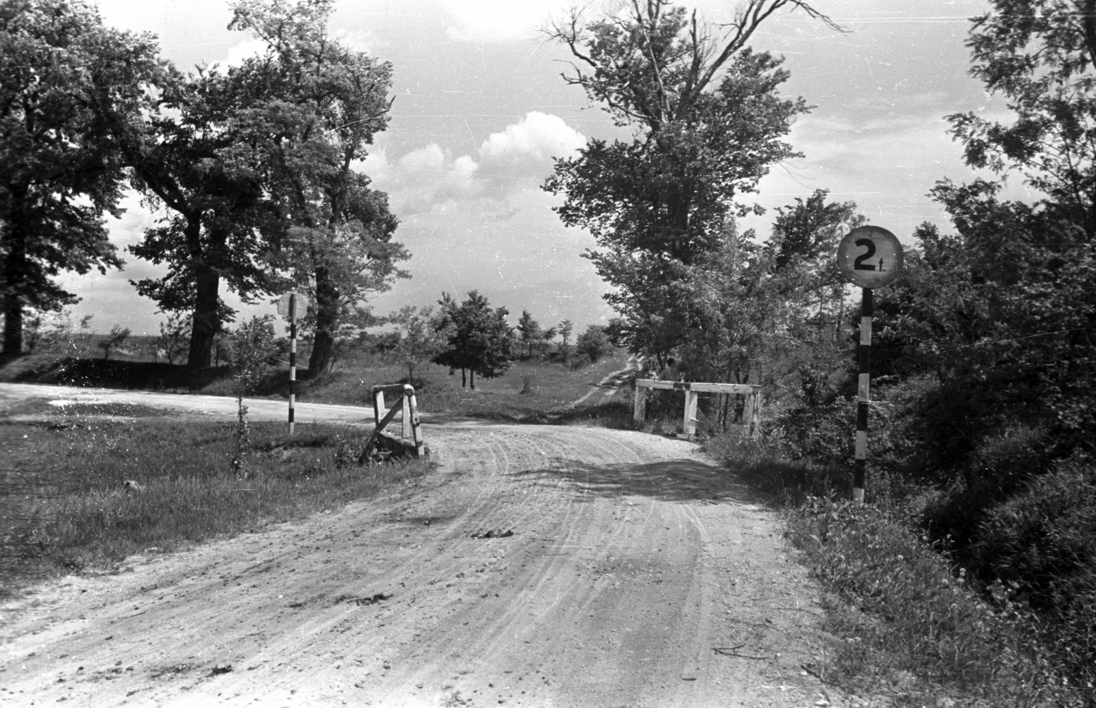 Hungary, Csákberény, az országút Söréd felől, jobbra a kisvasút töltése., 1950, UVATERV, road, Fortepan #80183