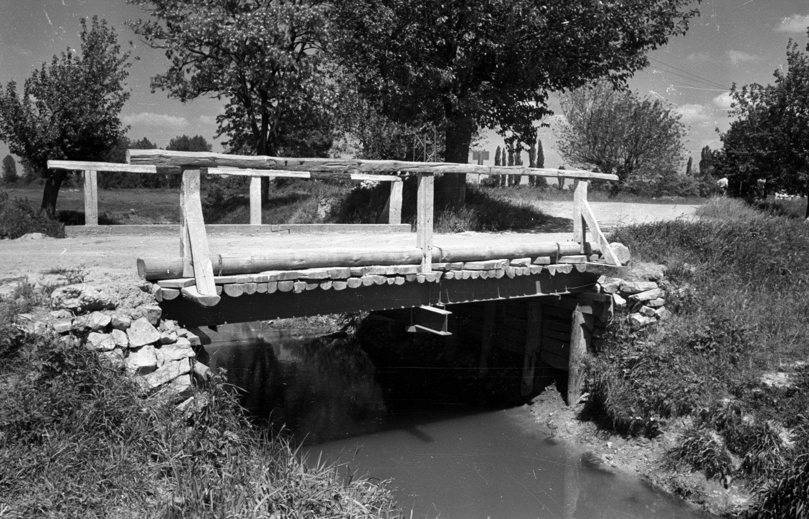1950, UVATERV, wooden bridge, watercourse, stream, Fortepan #80194