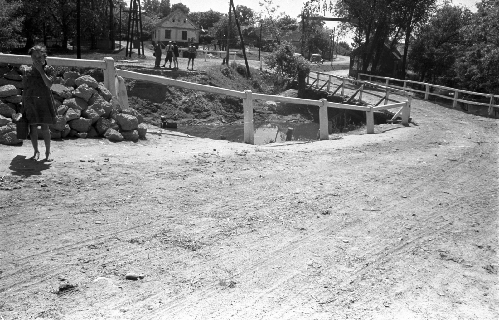 1950, UVATERV, wooden bridge, road railings, Fortepan #80195