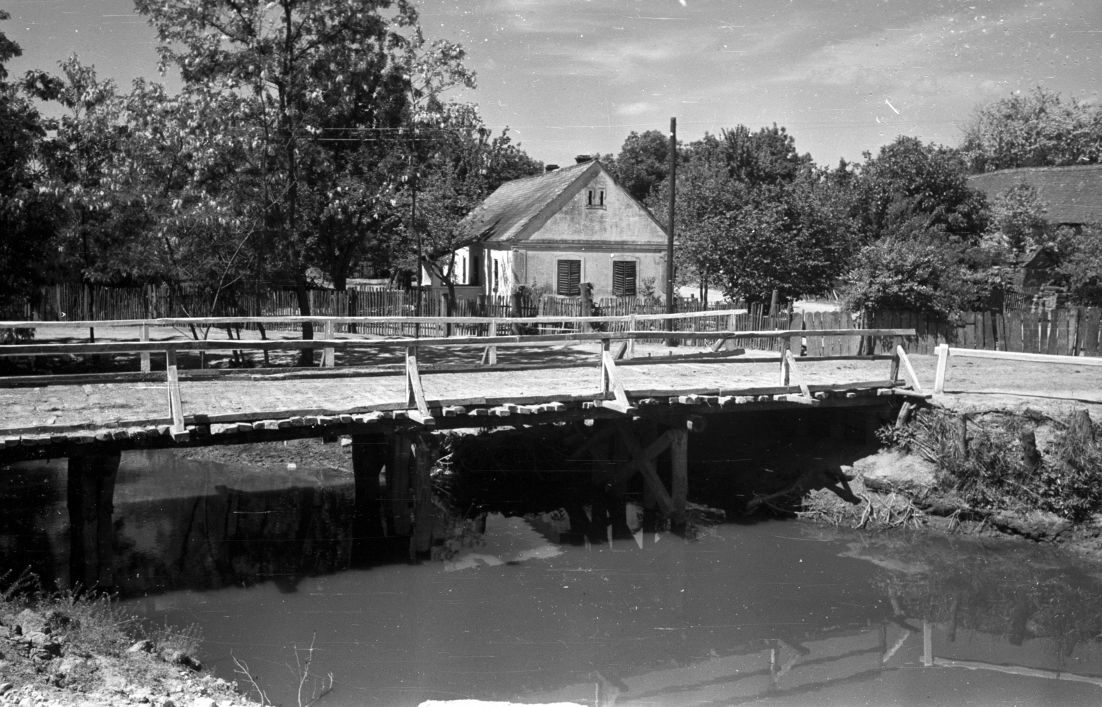 1950, UVATERV, wooden bridge, watercourse, Fortepan #80199