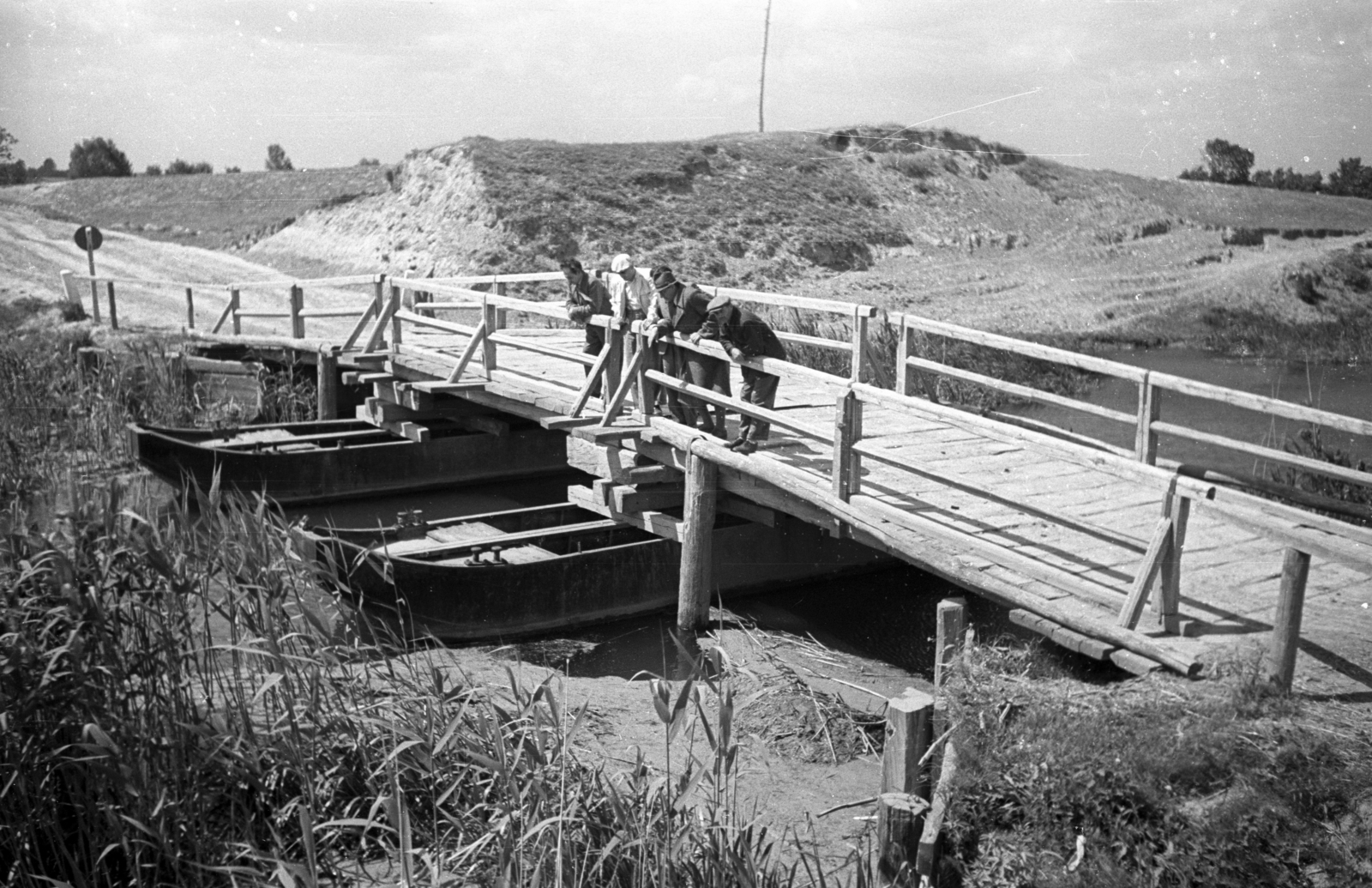 1950, UVATERV, bridge, pontoon bridge, wooden bridge, Fortepan #80206