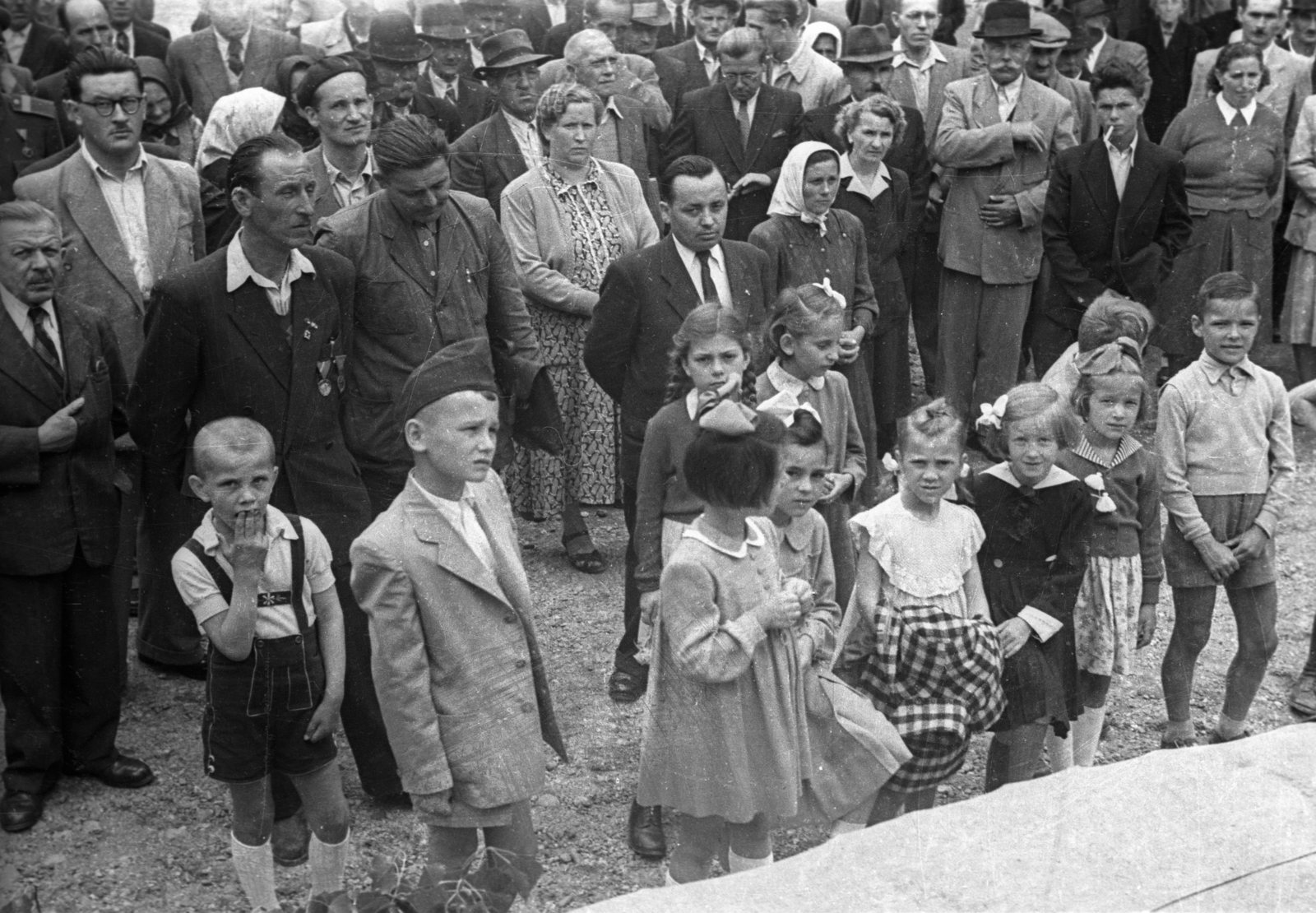 Hungary, 1953, UVATERV, audience, kids, festive, Fortepan #80286