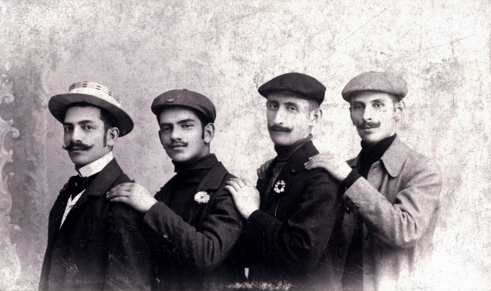 1900, Fortepan, hat, tableau, men, moustache, cap, Fortepan #8041