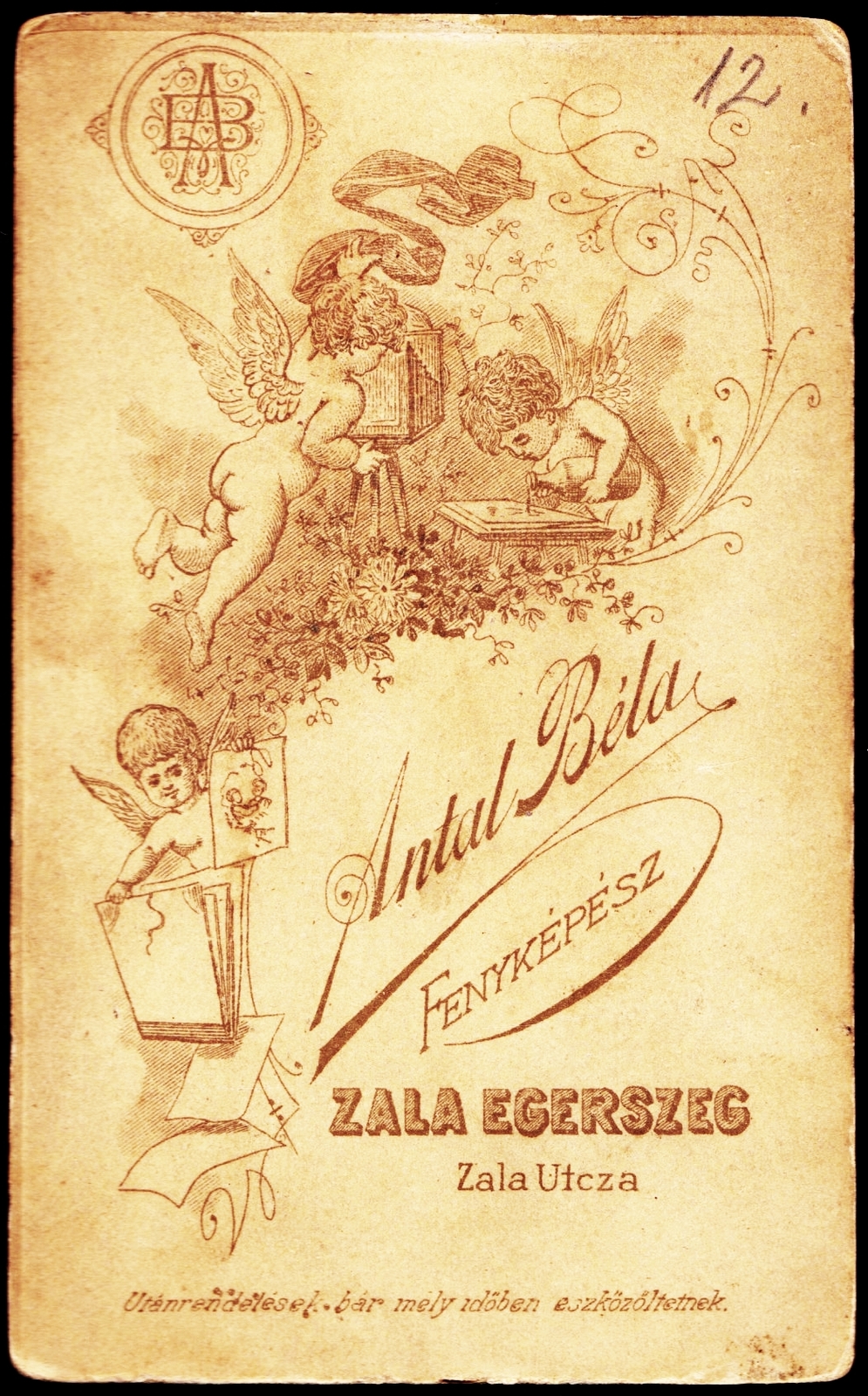 Hungary, Zalaegerszeg, Zala utca, Antal Béla fényképész., 1900, Fortepan, studio, photographer, verso, Fortepan #81012