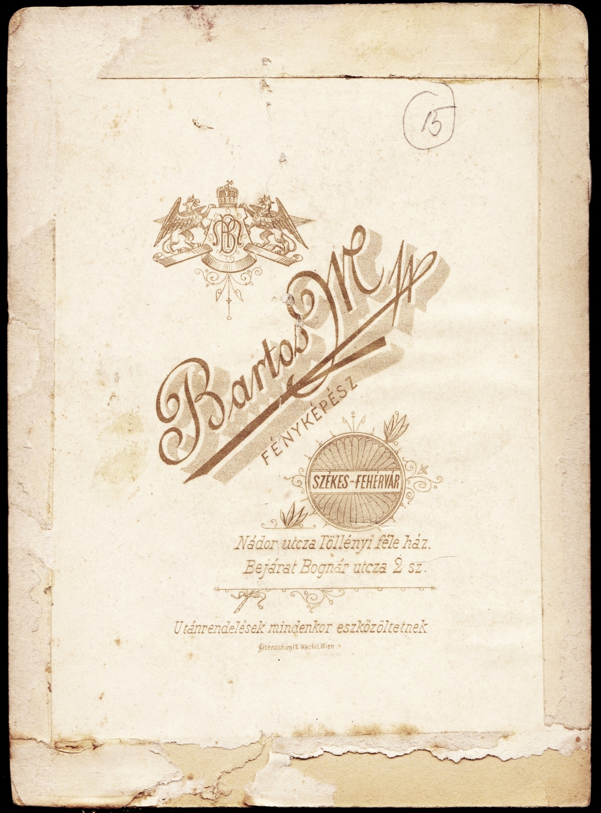 Hungary, Székesfehérvár, Nádor utca, Bartos M. fényképész., 1900, Fortepan, studio, photographer, verso, Fortepan #81026