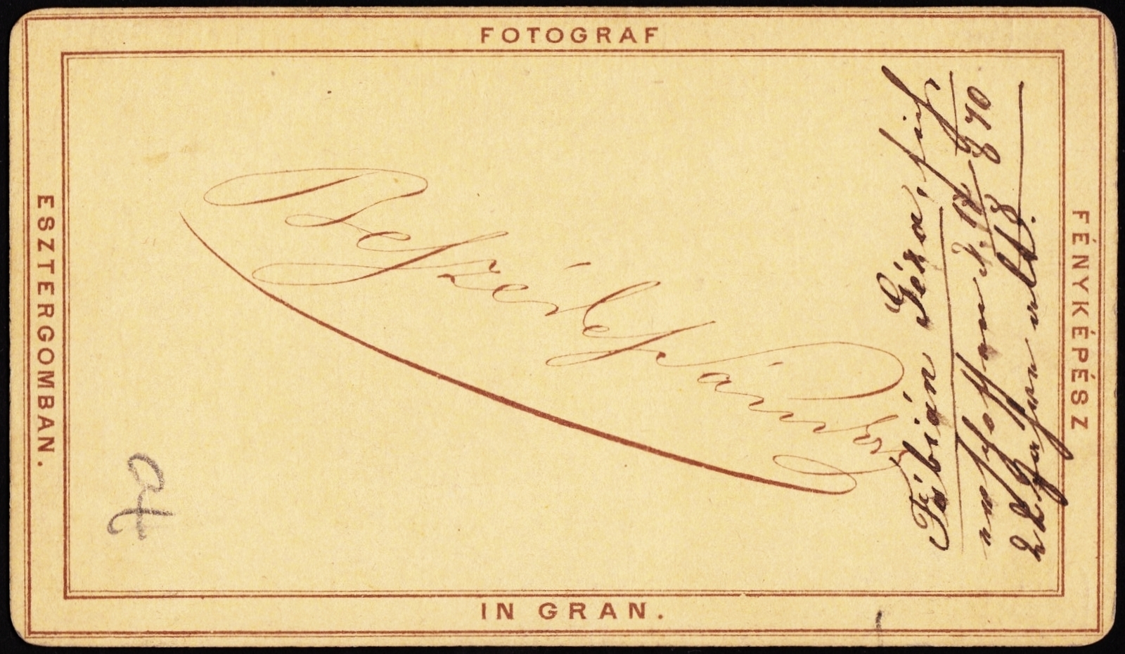 Hungary, Esztergom, Széchenyi tér 42., Beszédes Sándor fényképész., 1900, Fortepan, studio, photographer, verso, Fortepan #81041