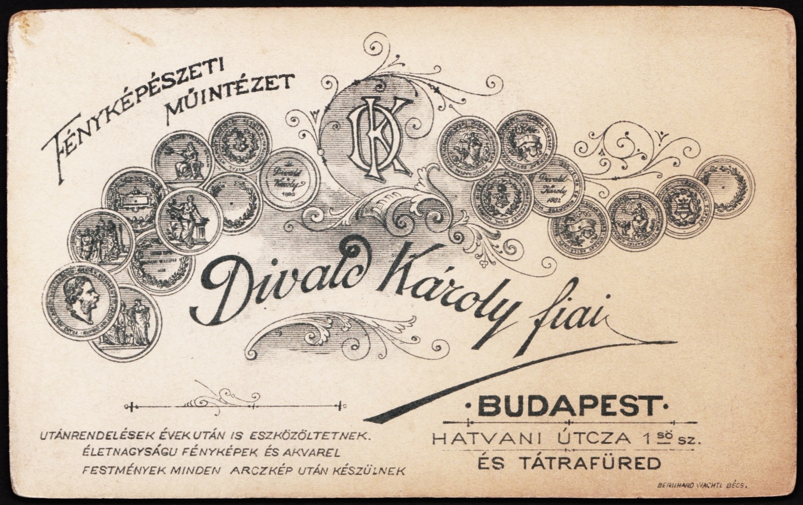 Hungary, Budapest V., Kossuth Lajos (Hatvani) utca 1., Divald Károly fiai fényképészeti műintézete., 1900, Fortepan, studio, photographer, verso, Budapest, Fortepan #81089