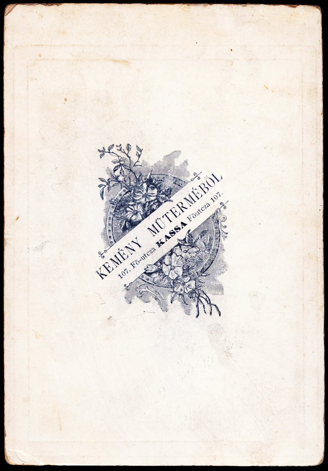 Szlovákia, Kassa, Fő utca 107., Kemény fényképészeti műterme., 1900, Fortepan, műterem, fényképész, hátlap, Fortepan #81195