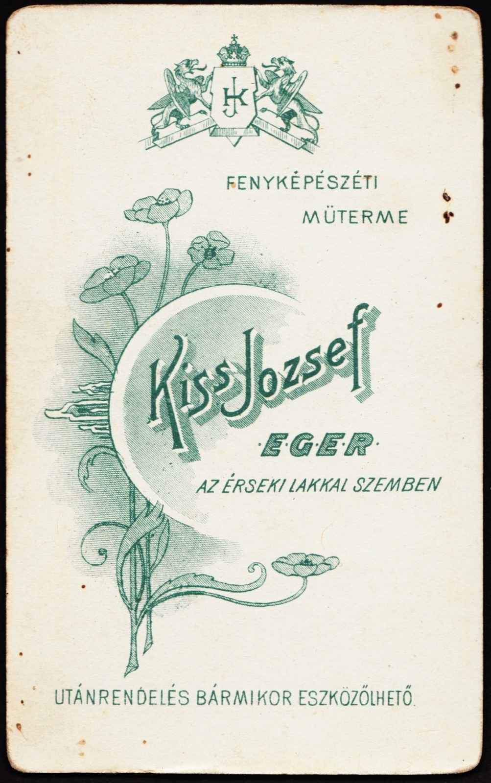 Hungary, Eger, Kiss József fényképészeti műterme., 1903, Fortepan, studio, photographer, verso, Fortepan #81198