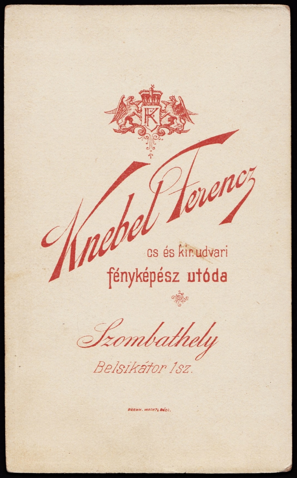 Hungary, Szombathely, Belsikátor 1., Knebel jr., Knebel Ferenc fényképész utóda., 1900, Fortepan, studio, photographer, verso, Fortepan #81212