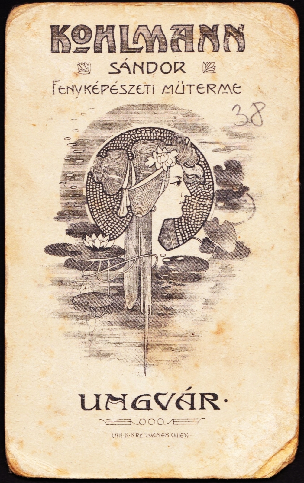 Ukrajna,Kárpátalja, Ungvár, Kohlmann Sándor fényképészeti műterme., 1907, Fortepan, műterem, fényképész, hátlap, Fortepan #81219