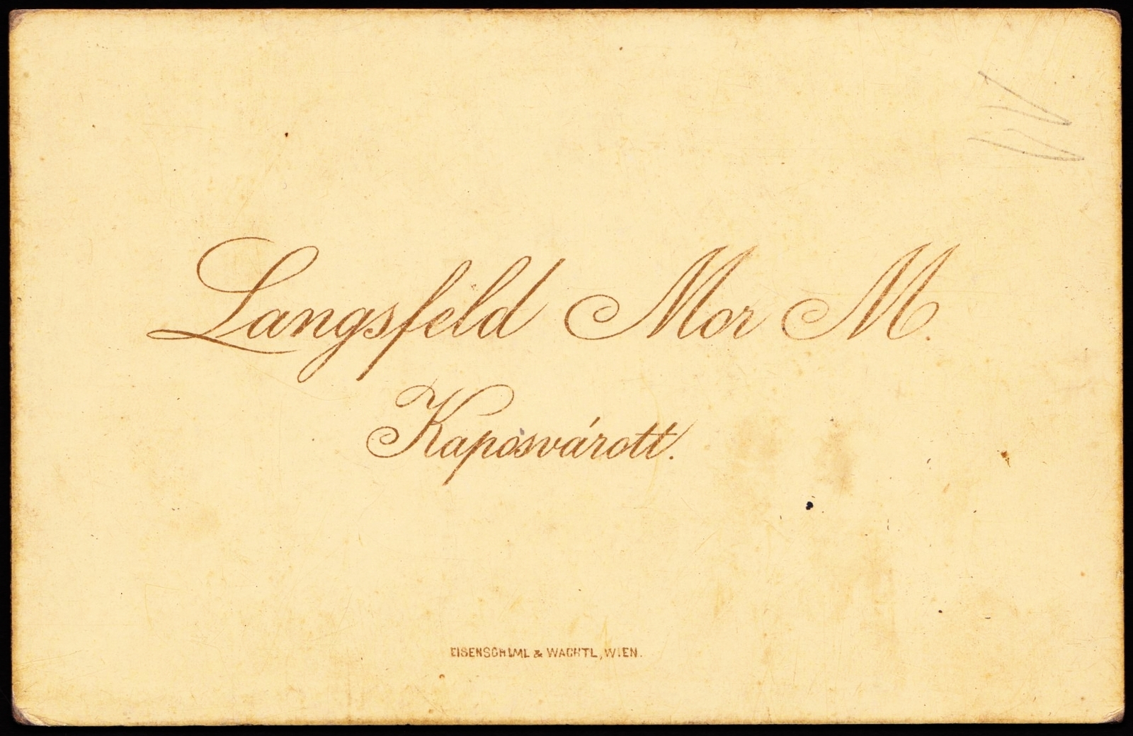 Hungary, Kaposvár, Langsfeld Mór M. fényképész., 1900, Fortepan, studio, photographer, verso, Fortepan #81237