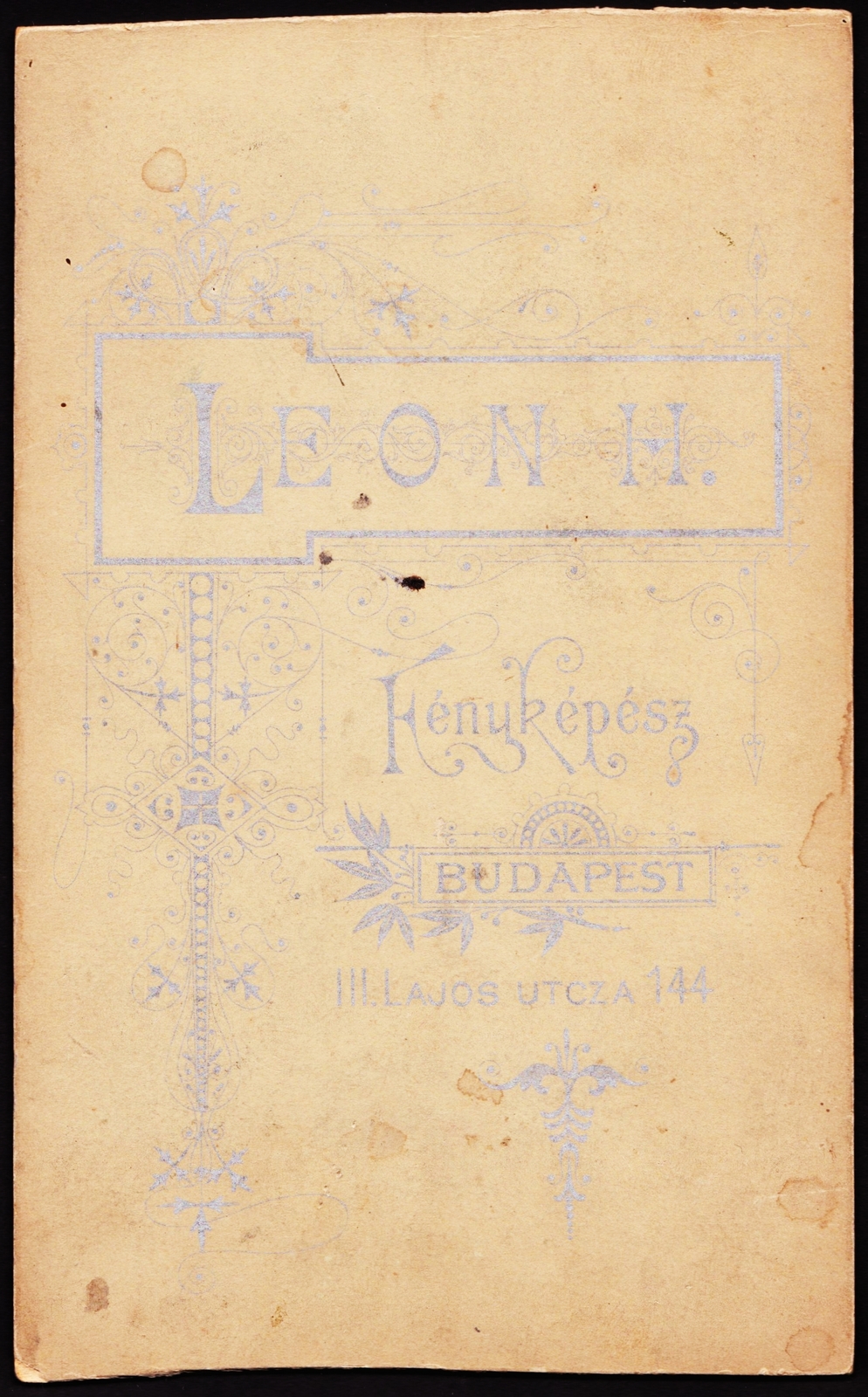 Hungary, Budapest III., Lajos utca 144., Leon H. fényképész., 1900, Fortepan, studio, photographer, verso, Budapest, Fortepan #81240