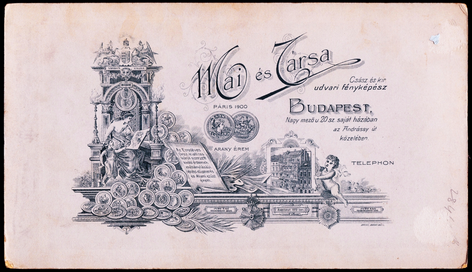 Magyarország, Budapest VI., Nagymező utca 20., Mai Manó és Társa fényképészek. A felvétel 1897-ben készült., 1900, Fortepan, műterem, fényképész, hátlap, Budapest, Fortepan #81259