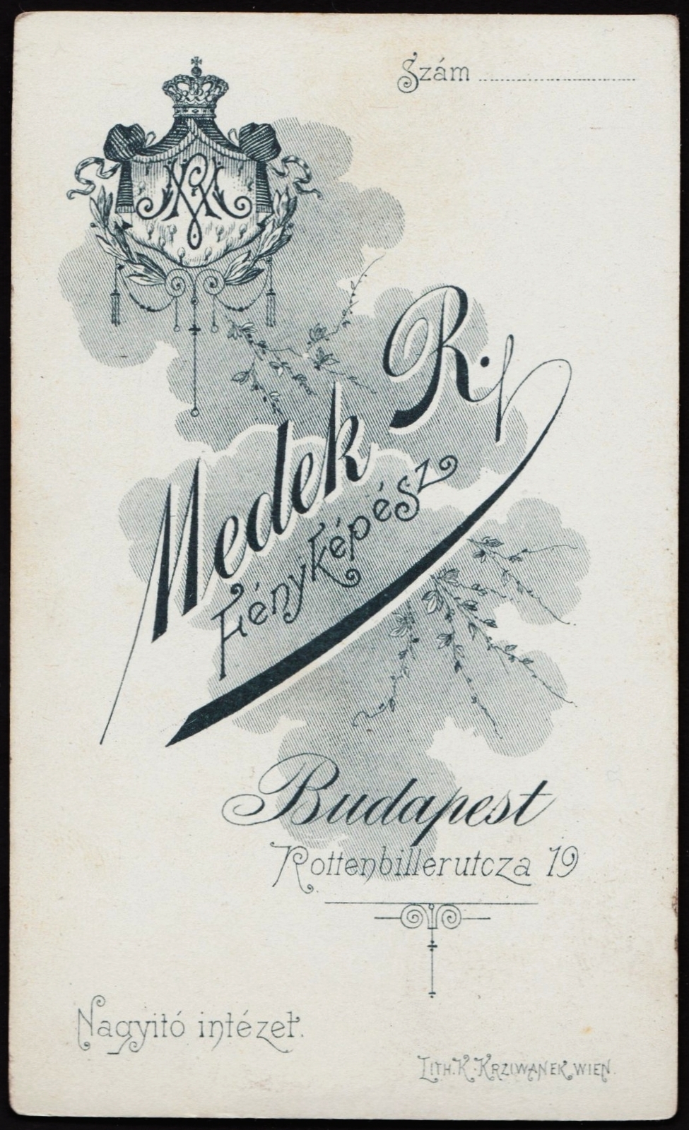 Hungary, Budapest VII., Rottenbiller utca 19., Medek Rezső fényképész., 1900, Fortepan, studio, photographer, verso, Budapest, Fortepan #81280