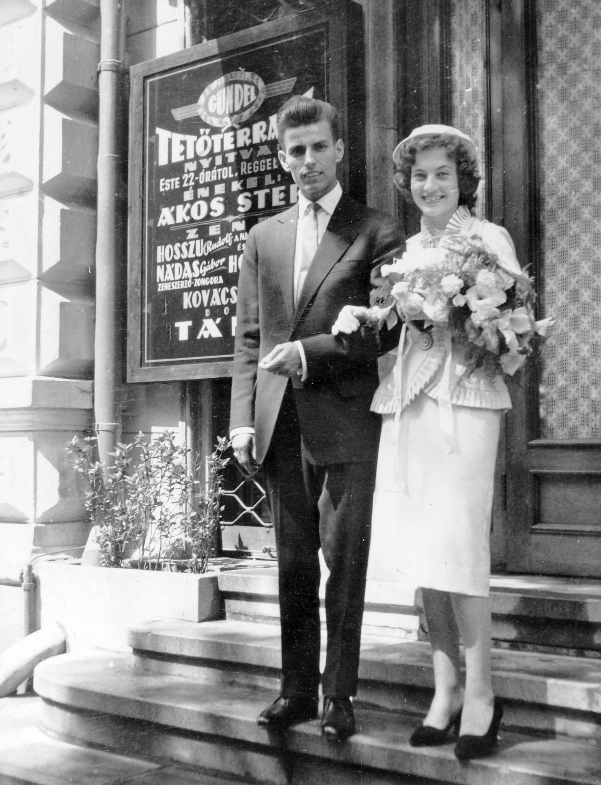 Hungary, Budapest XIV., Gundel Étterem., 1967, Fortepan, hospitality, wedding ceremony, sign-board, Budapest, Fortepan #8129