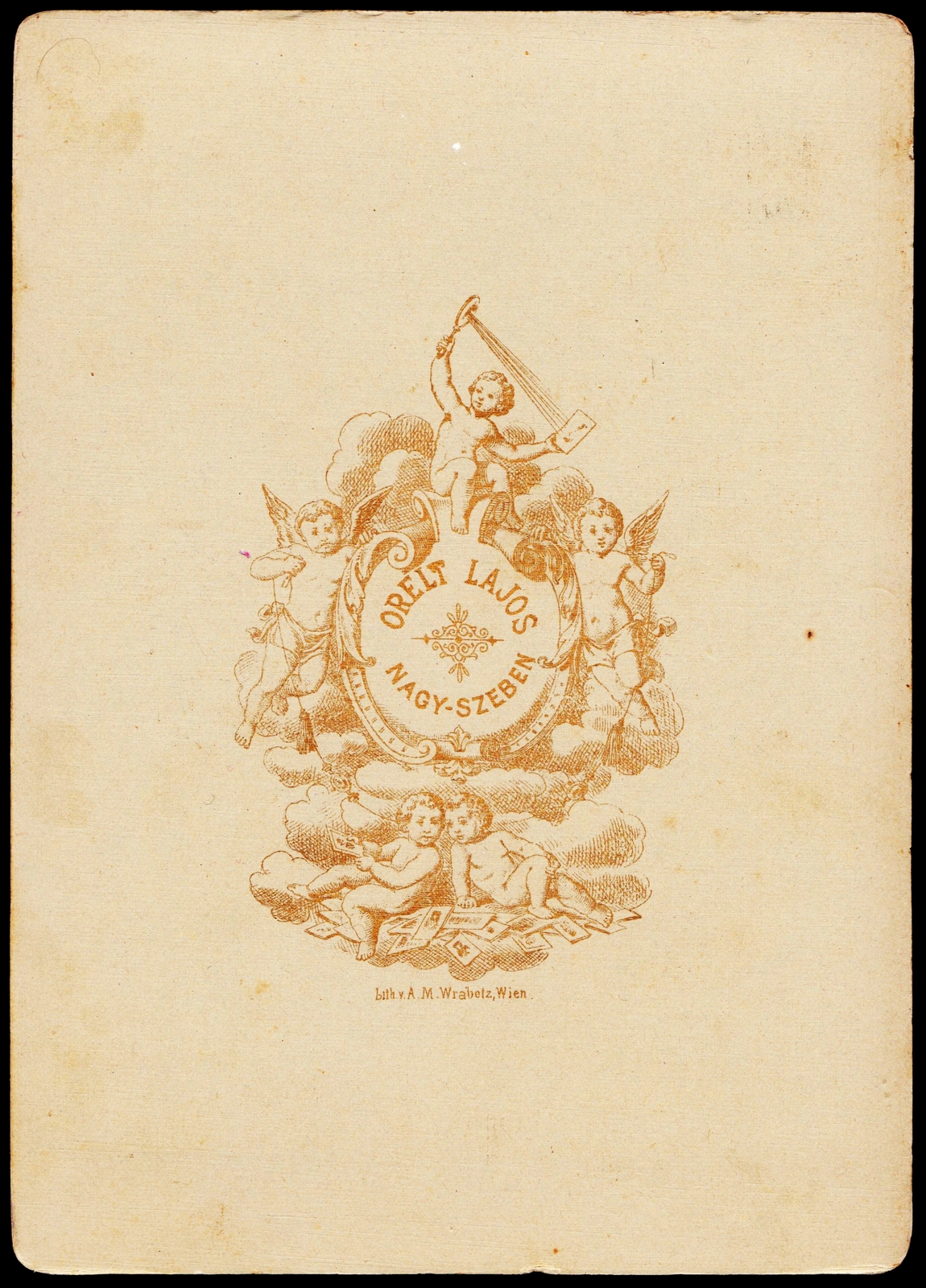 Románia,Erdély, Nagyszeben, Orelt Lajos fényképész., 1900, Fortepan, műterem, fényképész, hátlap, Fortepan #81303
